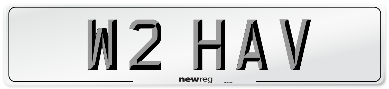W2 HAV Number Plate from New Reg